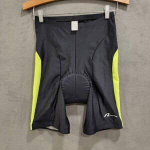 Nashbar Size Large‎ Black Padded Bicycle Shorts Yellow Stripe
